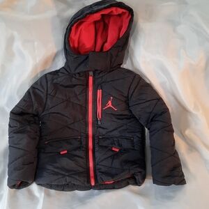 Jordan Kids Black and Red Puffer Jacket 3-5year Old